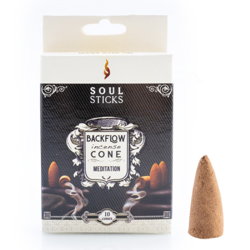 Soul Sticks Meditation Backflow Incense Cone - Set of 10 - Click Image to Close